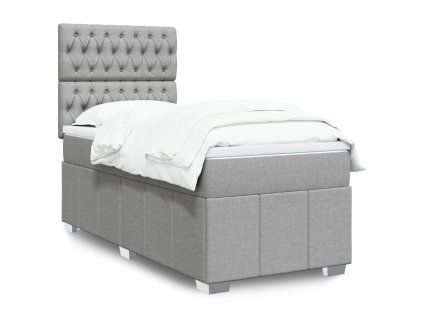 vidaXL Box spring postel s matrací světle šedá 80 x 200 cm textil