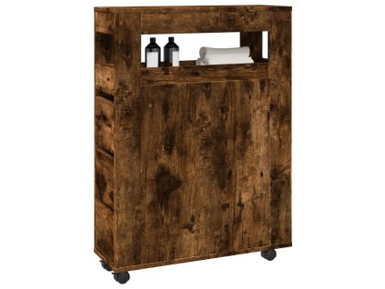 vidaXL Úzká koupelnová skříňka na kolečkách kouřový dub kompozit