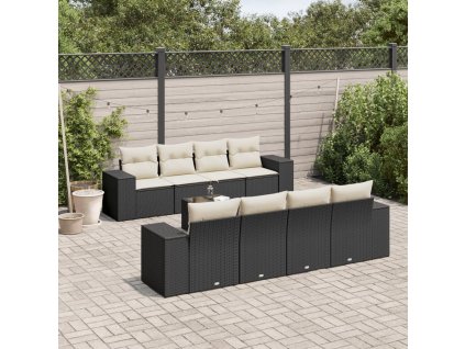vidaXL 9dílná zahradní sedací souprava s poduškami černá polyratan