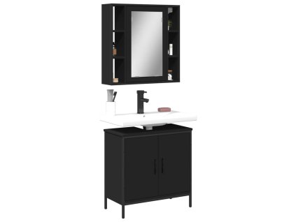 vidaXL 2dílný set koupelnového nábytku černý kompozitní dřevo