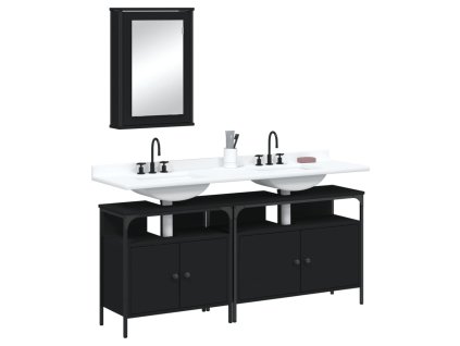 vidaXL 3dílný set koupelnového nábytku černý kompozitní dřevo