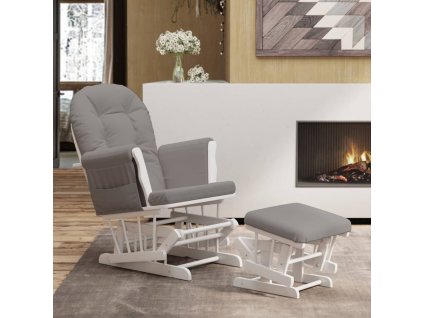 vidaXL Křeslo glider se stoličkou světle šedé textil
