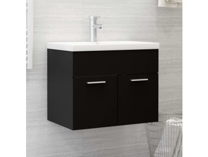 vidaXL Skříňka se zápustným umyvadlem černá dřevotříska