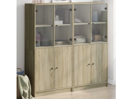 vidaXL Knihovna s dvířky dub sonoma 136x37x142 cm kompozitní dřevo