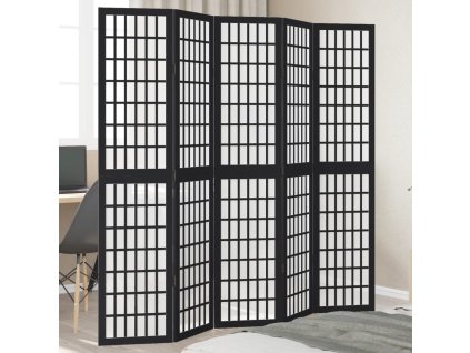 vidaXL Paraván 5dílný černý masivní dřevo pavlovnie