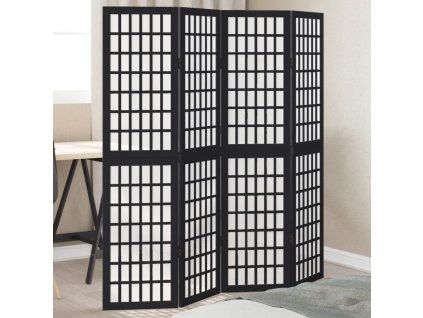 vidaXL Paraván 4dílný černý masivní dřevo pavlovnie