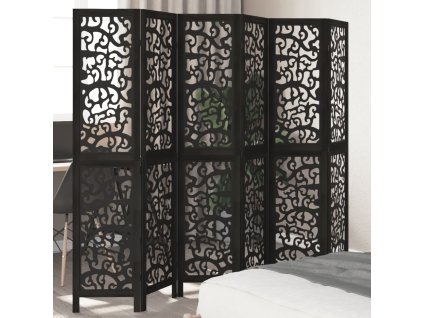 vidaXL Paraván 6dílný černý masivní dřevo pavlovnie