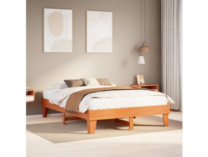 vidaXL Postel bez matrace voskově hnědá 140 x 200 cm masivní borovice