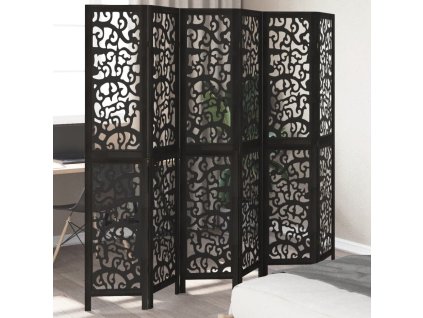 vidaXL Paraván 6dílný černý masivní dřevo pavlovnie