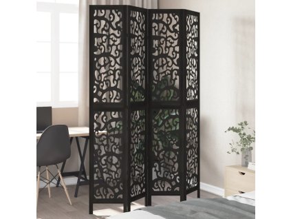 vidaXL Paraván 4dílný černý masivní dřevo pavlovnie
