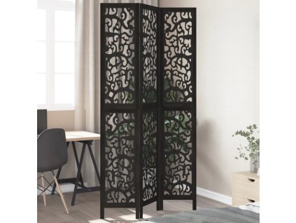 vidaXL Paraván 3dílný černý masivní dřevo pavlovnie