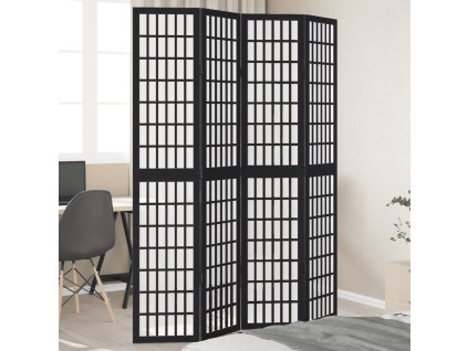 vidaXL Paraván 4dílný černý masivní dřevo pavlovnie