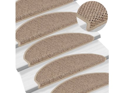 vidaXL Samolepící nášlapy na schody vzhled sisal 15 ks 65x21x4 cm