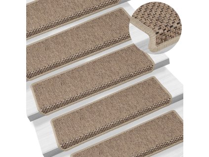 vidaXL Samolepící nášlapy na schody vzhled sisal 15 ks 65x21x4 cm