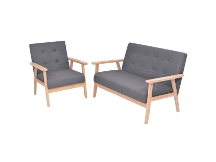 vidaXL 2dílná sedací souprava textilní čalounění tmavě šedá