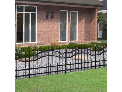 vidaXL Zahradní plot s kopím nahoře černý 240 x 75 cm, práškově lakovaná ocel