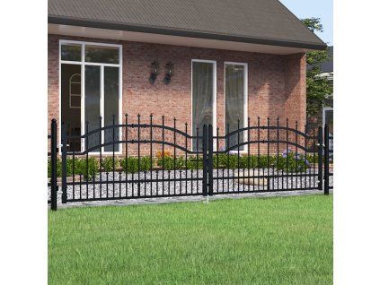 vidaXL Plotová branka KAMPEN s kopím nahoře černá 302 x 78 cm ocel