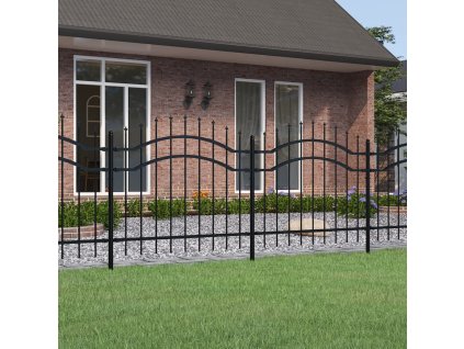 vidaXL Zahradní plot s kopím nahoře černý 239 x 100 cm, práškově lakovaná ocel