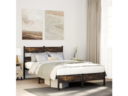 vidaXL Postel bez matrace s čelem dub sonoma 120 x 200 cm