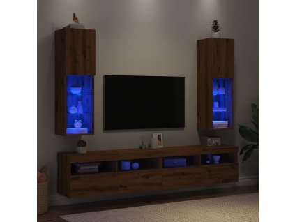 vidaXL TV skříňky s LED osvětlením 2 ks dub artisan 30,5 x 30 x 102 cm