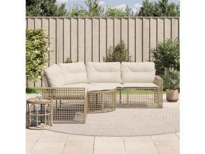 vidaXL Zahradní pohovka s poduškami a podnožka tvar L šedá polyratan