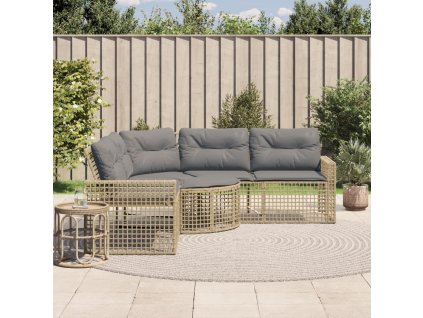 vidaXL Zahradní pohovka s poduškami a podnožka tvar L šedá polyratan