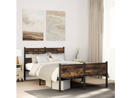 vidaXL Rám postele bez matrace kouřový dub 120x190 cm kompozitní dřevo