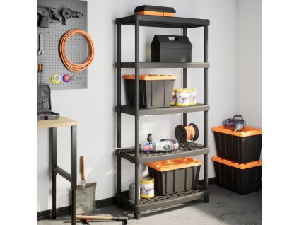 vidaXL Úložný regál 5patrový černý 93,5 x 45,5 x 194,5 cm PP