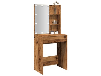 vidaXL Toaletní stolek s LED old wood 60 x 40 x 140 cm
