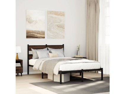 vidaXL Postel bez matrace s čelem hnědý dub 120 x 200 cm