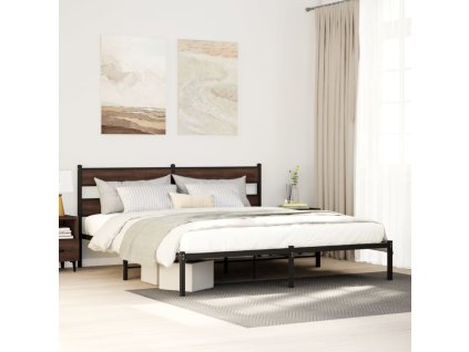 vidaXL Postel bez matrace s čelem hnědý dub 183 x 213 cm