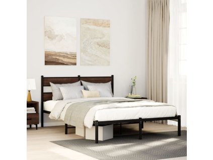 vidaXL Postel bez matrace s čelem hnědý dub 160 x 200 cm