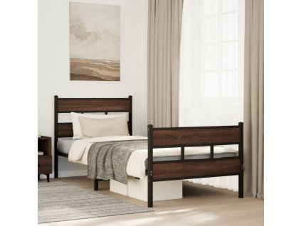 vidaXL Postel bez matrace s hlavovým a nožním čelem 90 x 200 cm