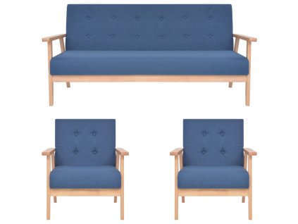 vidaXL 3dílná sedací souprava textilní čalounění modrá