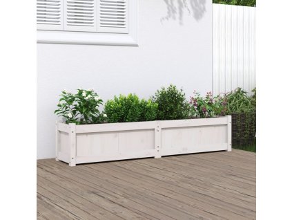 vidaXL Zahradní truhlík bílý 150 x 31 x 31 cm masivní borové dřevo