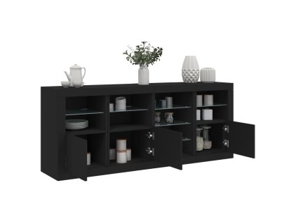 vidaXL Příborník s LED osvětlením černý 164 x 37 x 67 cm