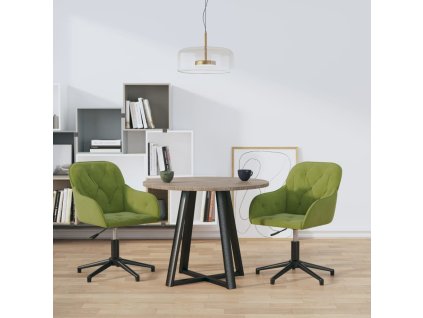 vidaXL Otočné jídelní židle 2 ks světle zelené samet