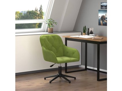 vidaXL Otočná kancelářská židle světle zelená samet