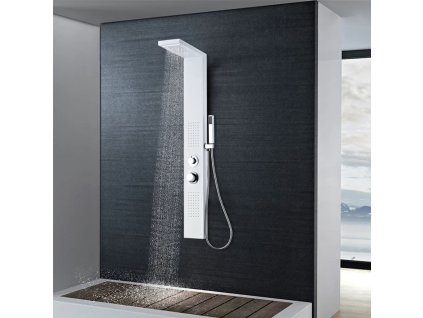 vidaXL Sprchový panel set hliníkový matný bílý