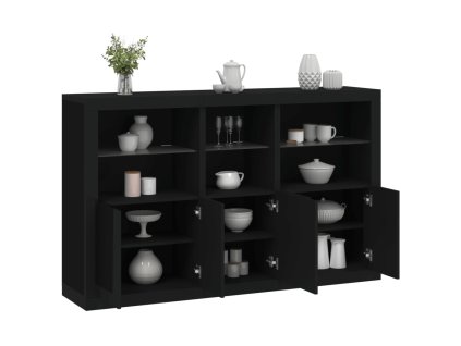 vidaXL Příborník s LED osvětlením černý 162 x 37 x 100 cm