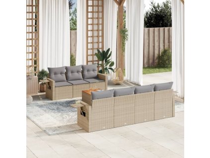 vidaXL 8dílná zahradní sedací souprava s poduškami béžová polyratan