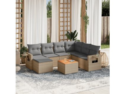 vidaXL 8dílná zahradní sedací souprava s poduškami béžová polyratan