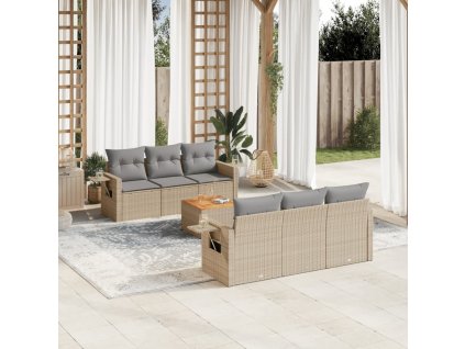 vidaXL 7dílná zahradní sedací souprava s poduškami béžová polyratan