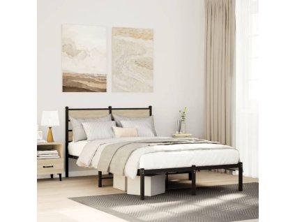 vidaXL Kovový rám postele bez matrace dub sonoma 120 x 200 cm