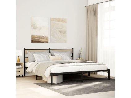 vidaXL Kovový rám postele bez matrace dub sonoma 183 x 213 cm