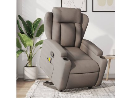vidaXL Zvedací masážní polohovací křeslo taupe textil