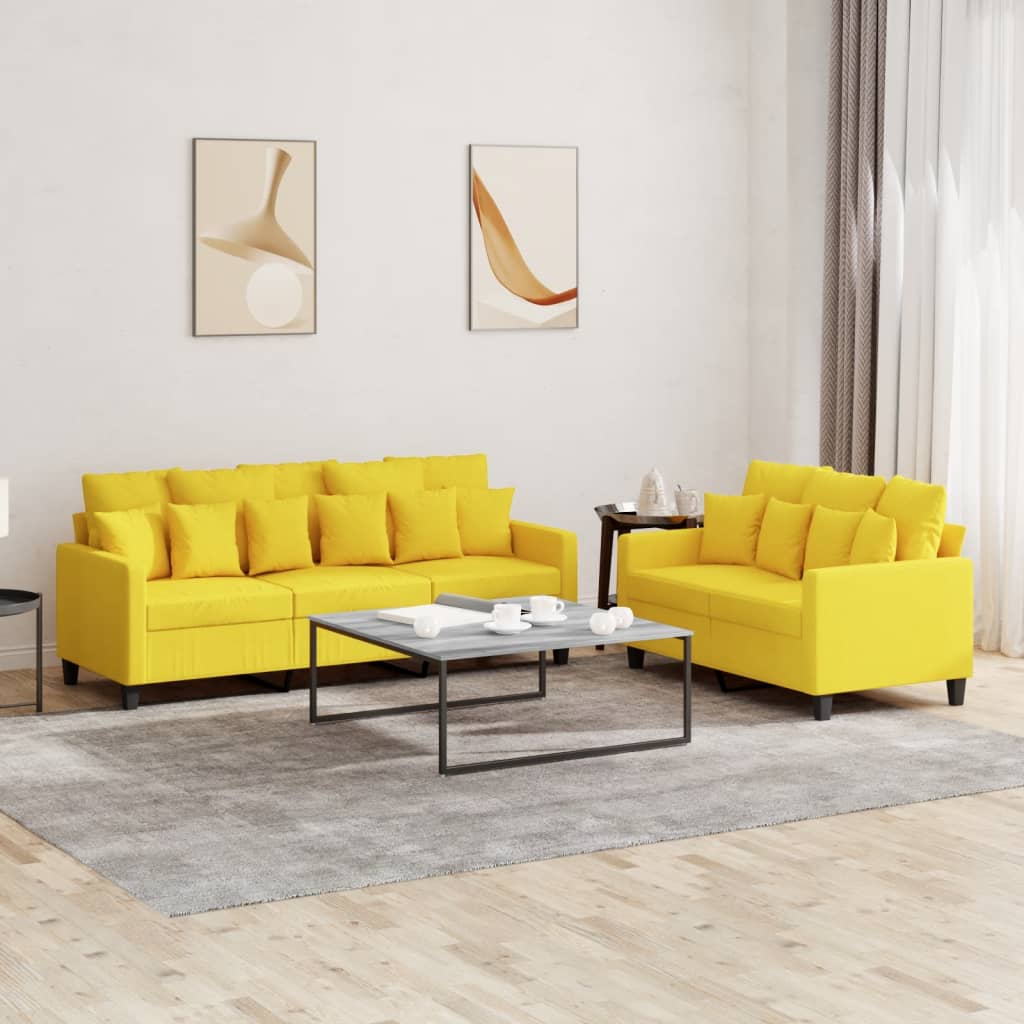 vidaXL 2dílná sedací souprava s poduškami světle žlutá textil