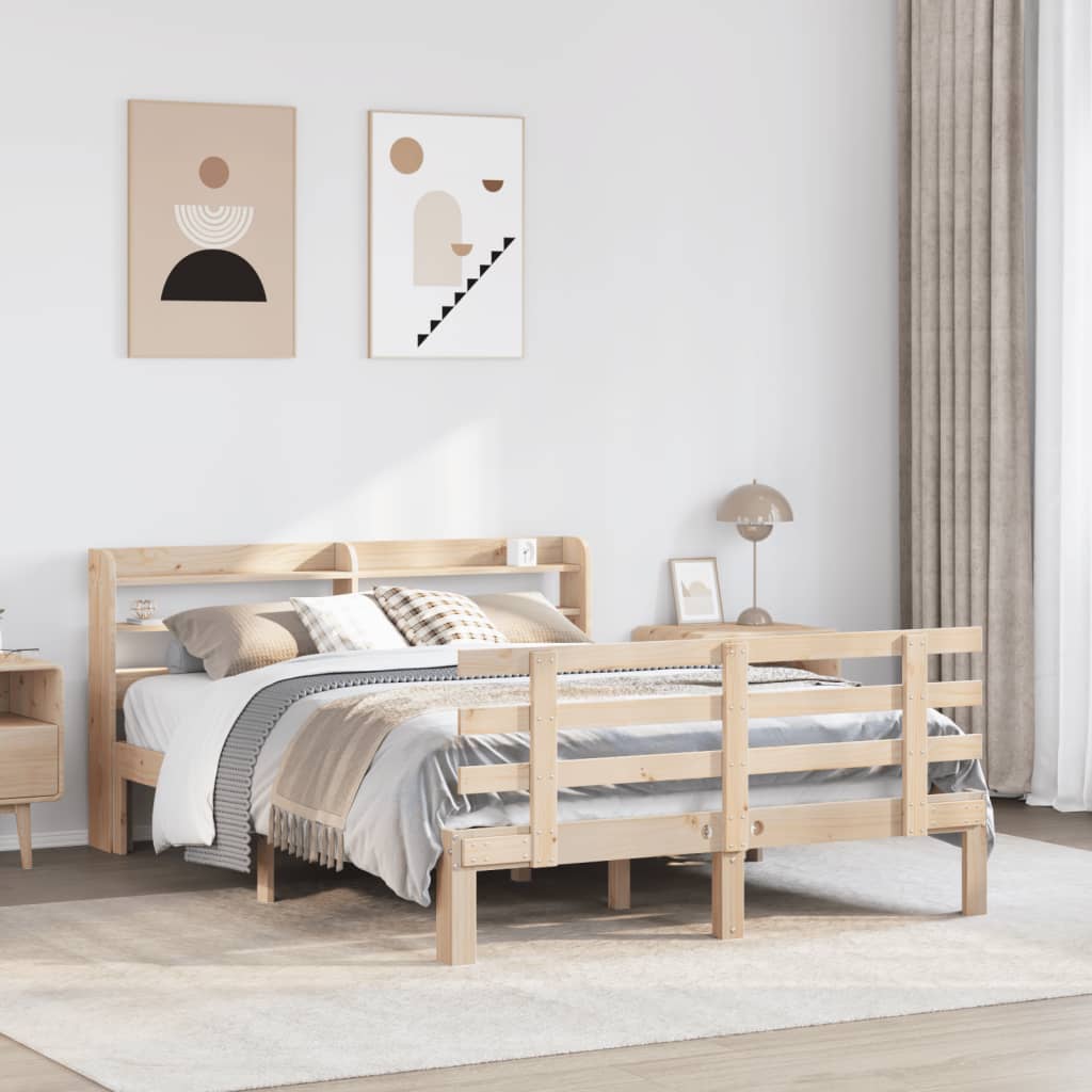 vidaXL Rám postele s čelem bílý 140 x 200 cm masivní borové dřevo