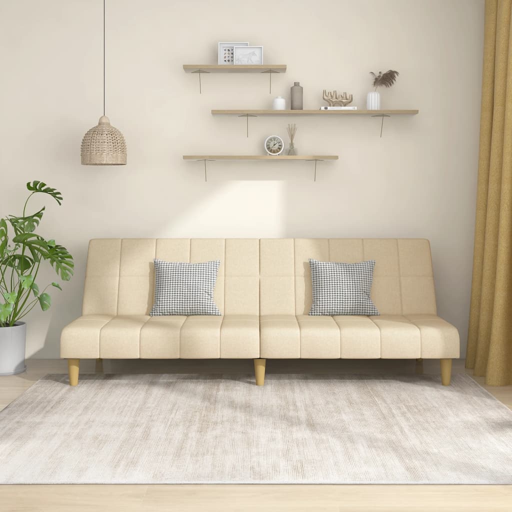 vidaXL 2místná rozkládací pohovka krémová textil