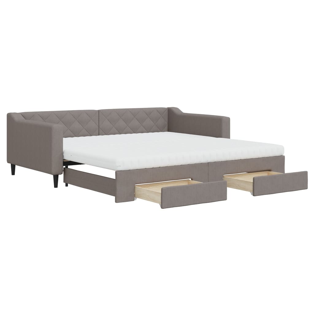 vidaXL Válenda s přistýlkou a zásuvkami taupe 100 x 200 cm textil